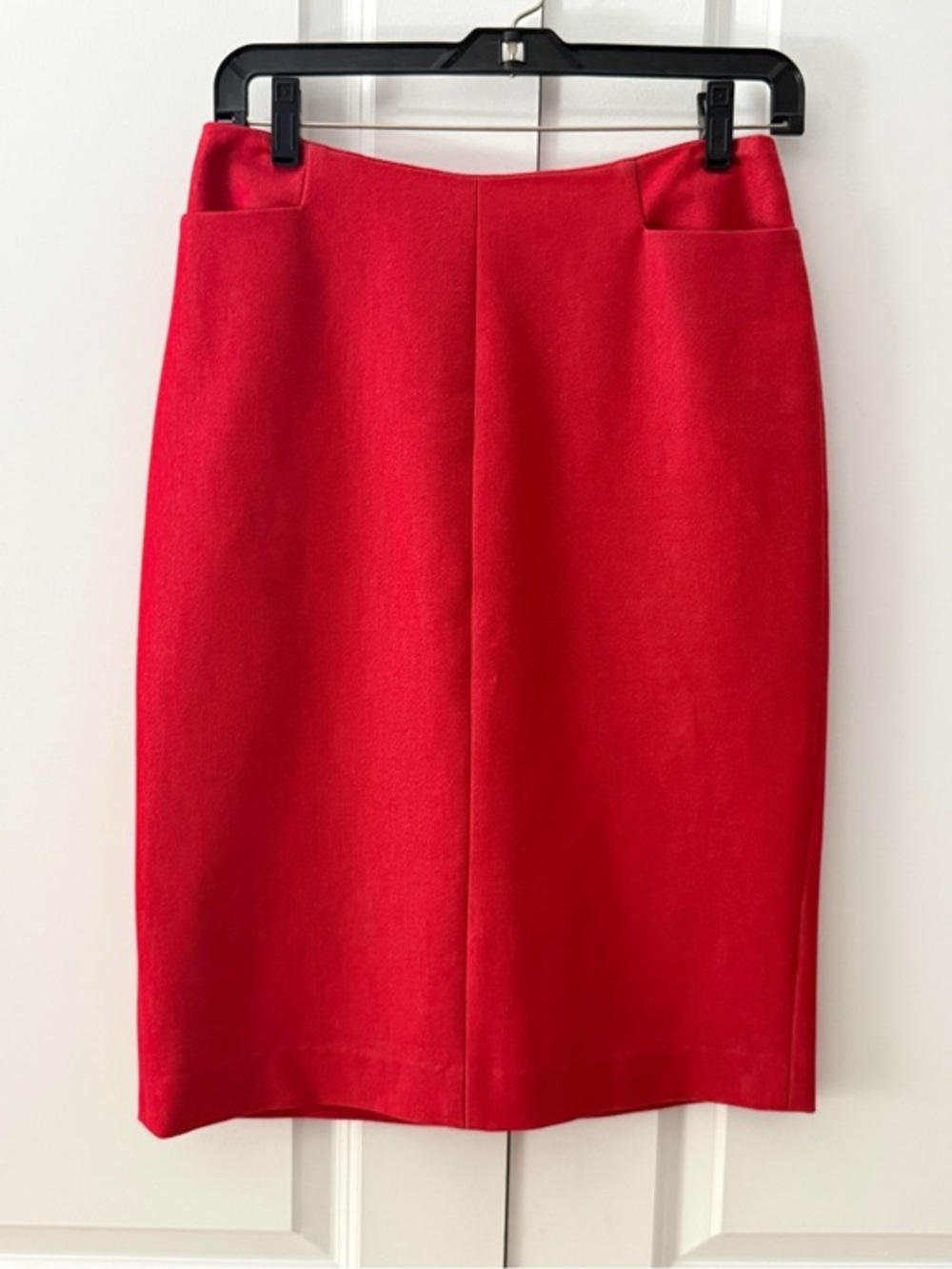 Shin Choi Red Metallic Pencil Skirt Midi Summer Bright Fully Lined Size 4